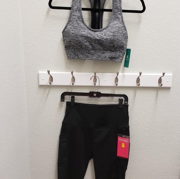 NWT Kapion 2 PC Workout Sports Bra & Shorts Gray - Picture 8 of 8